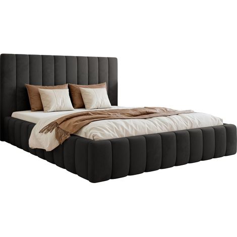 Selsey Fiarro - Polsterbett 180x200 mit Bettkasten, Velours, dunkelgrau (1/5)