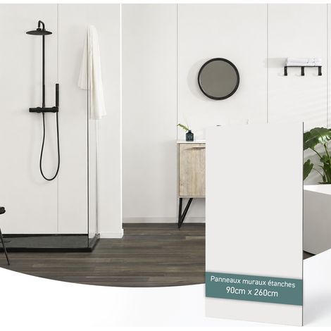Dumawall+ Panneau mural PVC blanc brillant étanche 90 x 260 cm (1/5)