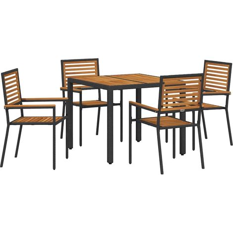 Maison Exclusive - Conjunto de Comedor de Jardín 5 pcs Negro y Ma (1/5)