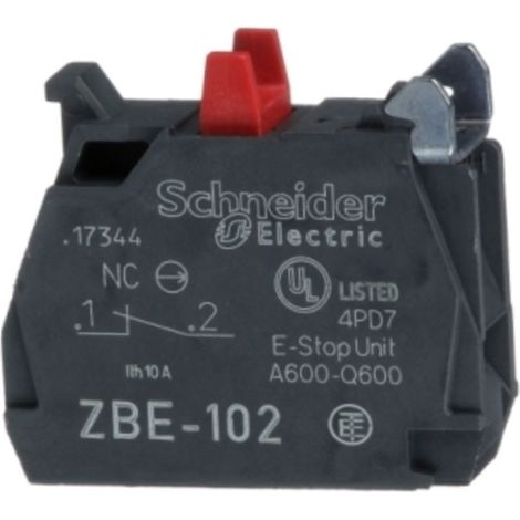 Bloque contacto ZBE estándar 1 NC IP20, tornillo 2x1,5mm² y 1x0,22mm².