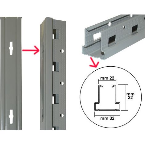 Montante LB1 scaffalature a gancio - Art. G774/12 - H 250 cm. 1Pz
