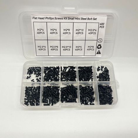 400 pcs kit de vis d’ordinateur et de réparation de lunettes – Vis en acier inoxydable précises M1.2, M1.4, M1.6, M1.7, M2, M2.5, M3 – Lot complet pour électronique, PC, montures, bricolage (1/2)