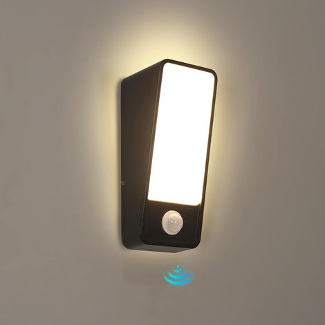 12W Applique Murale Intérieur/Extérieur avec Détecteur de Mouvement IP65 Étanche Luminaire Extérieur, Lampe Mural Exterieure 3000K Blanc Chaud (1/4)