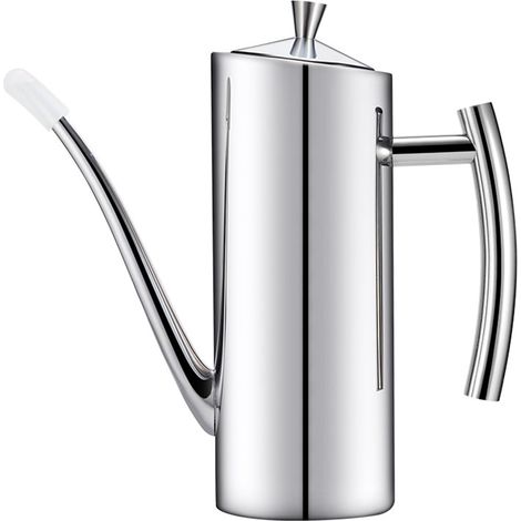 Dispensador de aceite de oliva y jarra de cocina de acero inoxidable de primera calidad: botella de aceite a prueba de fugas con diseño de una sola pieza y boquilla larga y estrecha. (1/5)