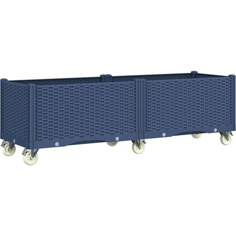 Maison Exclusive - Jardinera con ruedas PP azul gris 160x50x54 cm (1/5)