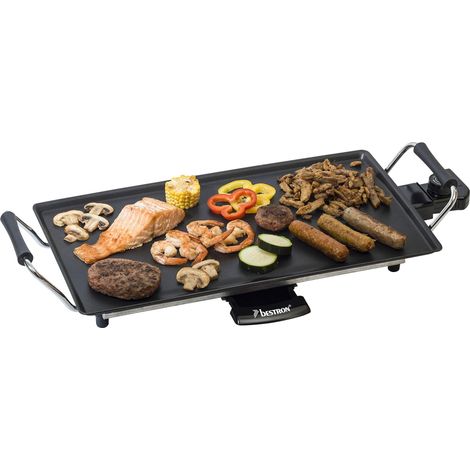 Bestron Piastra elettrica per grigliare, Plancha piastra con rivestimento antiaderente, divertimento alla griglia per un massimo di 4 persone, colore: nero (1/5)