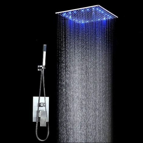 30  30 cm douche à main Système de douche Set de douche pommeau de douche à effet pluie Pulvérisateur à plafond LED en fonction de la température de l'eau