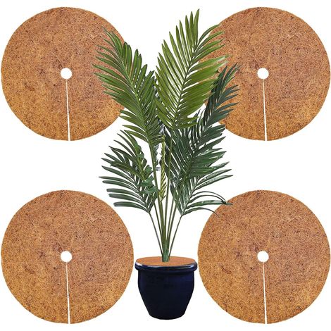 Disco di cocco rotondo da 45 cm, 4 pezzi, protezione per piante in cocco, trattiene il calore, protezione dal gelo, riduce le erbacce, materiale naturale degradabile