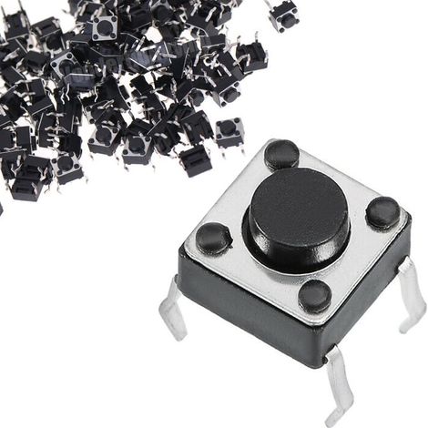 100PCS Tactile Tact Push Button 4 Pins 6x6x4.3mm Vertical Momentary Switch Miniature Button Switch Noir Composants électroniques pour Panneau PCB (1/5)