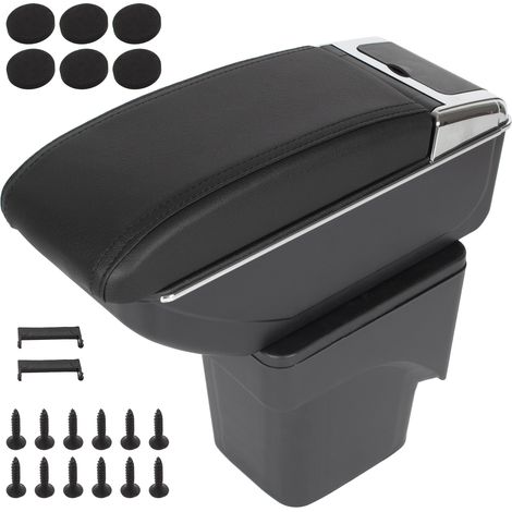 Bracciolo con vano portaoggetti in ecopelle nera per Ford Focus MK2 04-11 + kit di installazione (1/2)