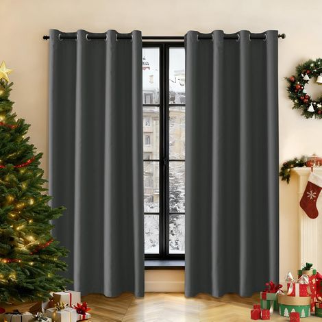 Lot De 2 Rideau, 140x240cm, Occultant, Polyester, Imperméable, Isolant Thermique, Phonique, Salon Chambre