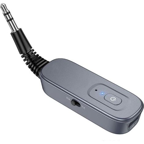 Adaptateur Bluetooth 5.3 - Récepteur et Émetteur Audio - Pour Voiture Stéréo Maison Casques Filaire - Port Aux 3,5 mm Flexible - Jusqu'à 10 m de Portée - 6 h d'Autonomie - Gris (1/5)