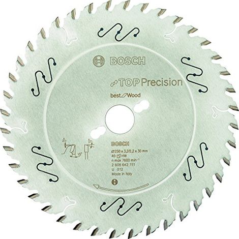 Lama per sega circolare Bosch Top Precision Best for Wood, 250 x 30 x 3,2 mm, 40 - 2608642111 (1/3)