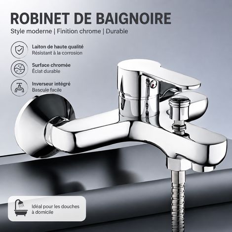 Mitigeur bain-douche mural en cuivre épais avec kit douchette modèle tendance réf 5179 25 × 15 × 15 cm 1,5 kg – Livraison gratuite