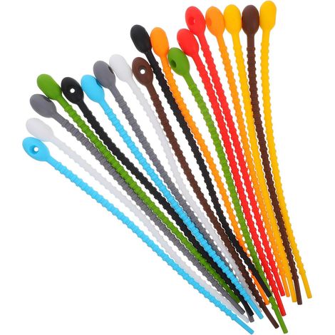 Liens en Silicone Réutilisables Haute Élasticité Dommages Lot de 18 pour Clips Câbles Polyvalents Barbecue et Rangement Légumes - (1/5)