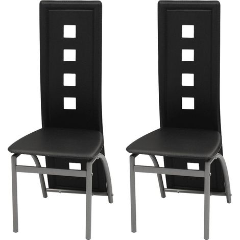 Juego de 2 sillas de comedor de cocina sintéticas negras modernas y cómodas CDS020825