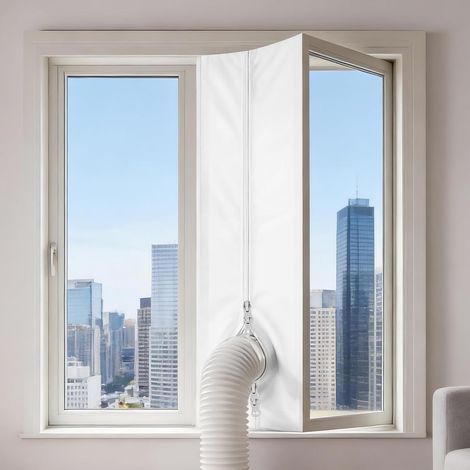 Joint d'étanchéité pour climatiseur, 500 cm, double fermeture à glissière, joint d'étanchéité pour climatiseurs mobiles, sèche-linge, sèche-linge à évacuation, pour fenêtres à battants et fenêtres cou (1/5)