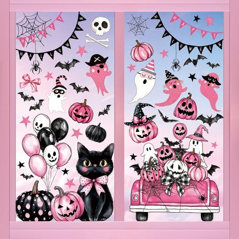 Pegatinas de PVC de doble cara con diseño de Halloween para ventanas, espejos y puertas francesas, 35 x 28 cm, reutilizables (1/5)
