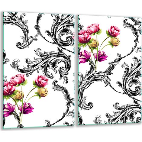 Tagliere di vetro 2x 30x52 fiori (1/5)