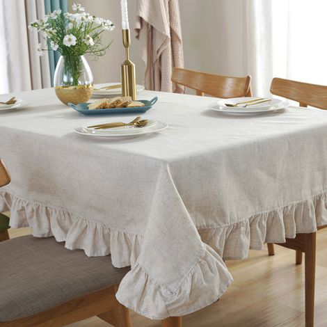 Nappe en coton et lin à volants, housse de protection anti-poussière. (1/5)