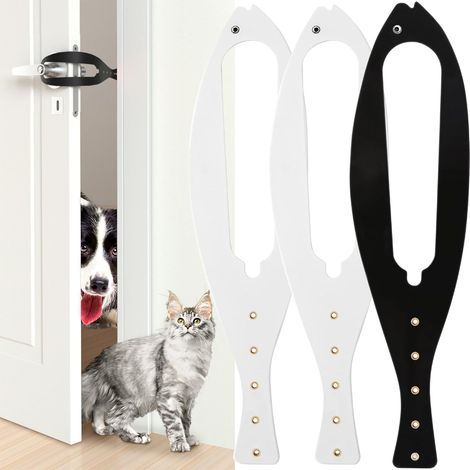 Cat Door Holder Latch Larger Adjustable Cat Door Alternative Fast Latch Strap Let Cats in and Keeps Dogs Out of Litter & Food and Safe Baby Proof No Measuring Easy to Install 3 Pcs (1/5)