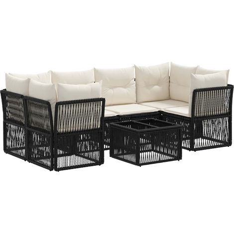 Conjunto de sofás de jardín 7 uds. Negro ratán sintético vidaXL (1/5)