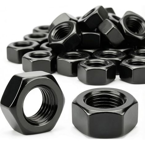 Lot de 200 écrous hexagonaux M3 en acier galvanisé noir pour vis, rondelles, tiges filetées, éléments de fixation pour bâtiments résidentiels, bâtiments industriels, réparations
