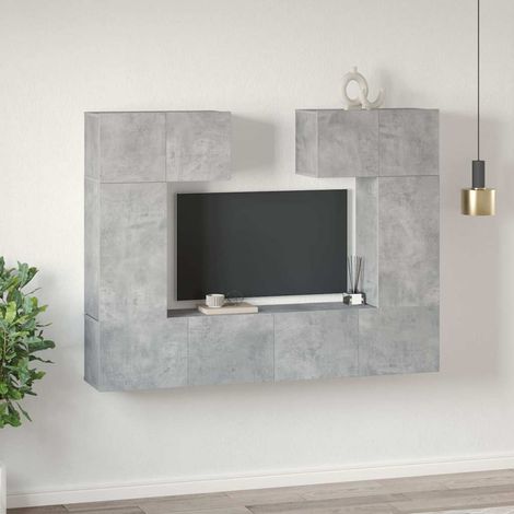 vidaXL Set muebles de salón TV 6 pzas madera ingeniería gris hormigón (1/4)