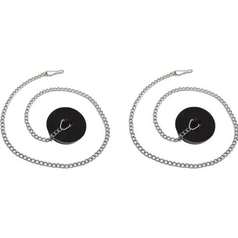 Bouchon de Baignoire - Universel - PVC Noir - Ø 45.6 mm - Chaîne 50 cm - Étanchéité Optimale (1/4)