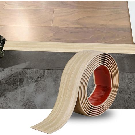 Bande de Seuil Auto-adhésive - 2M - PVC Souple Grain Bois - Transition Sol Étanche - Intérieur Cuisine Salle de Bain - 4cm Beige (1/5)