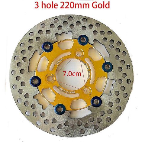 Disques de frein flottants universels en alliage d'aluminium pour moto, diamètre extérieur 200 mm/220 mm/245 mm/260 mm, plaquettes de frein à refroidissement rapide, 7,0 cm, couleur or, 220 mm (1/5)