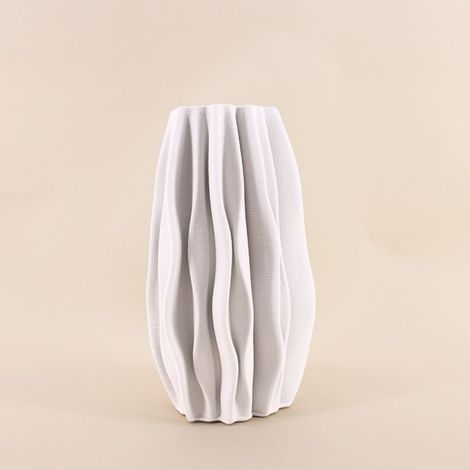 Vase alvéolé en céramique blanche 3D, H30cm (1/5)