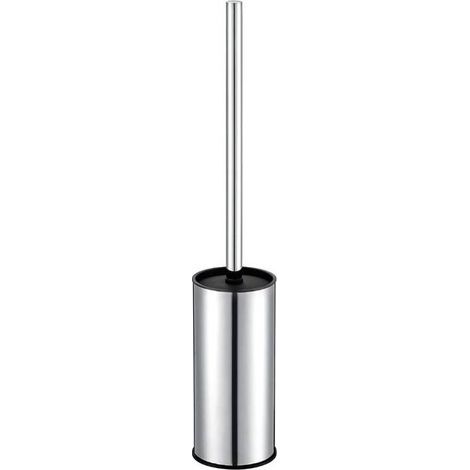 Porte-brosse WC rond en acier inoxydable chromé, autoportant pour salle de bain (Chrome) (1/5)