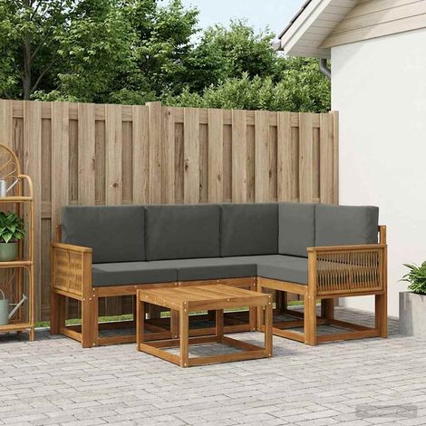 vidaXL Set di divani da esterno 5 pcs Naturale e Antracite