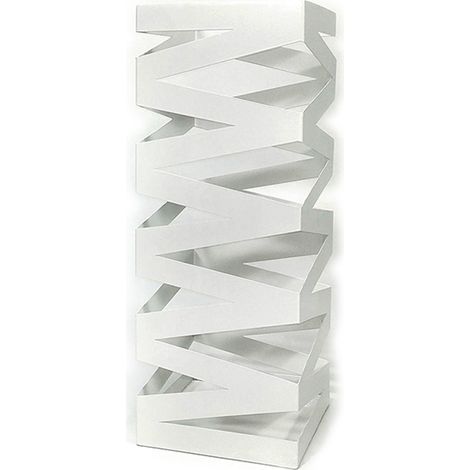 Porta ombrelli bianco con vaschetta scola pioggia moderno per entrata casa negozio ufficio ingresso in metallo h49 bellissimo (1/2)