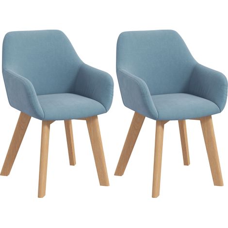 Lot 2 Chaises Pedric Design Scandinave Velours Bleu Bois Salon Bureau