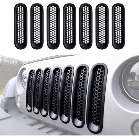 CCYKXA 7Pcs Black Front Grille Kit for Jeep Wrangler and Wrangler Unlimited 2007-2015 (1/4)