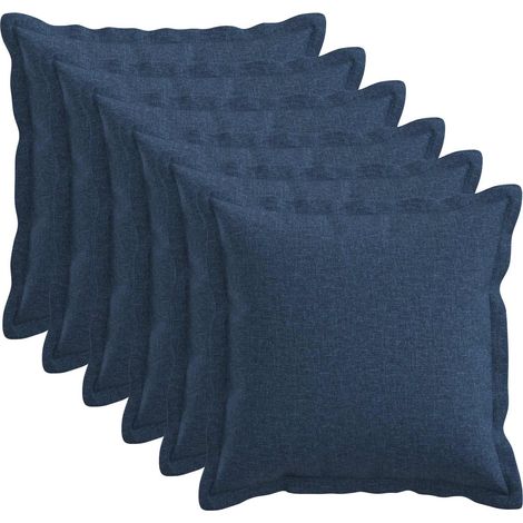 Coussin avec oreiller HOUTEN 6 pièces Bleu Lin synthétique vidaXL