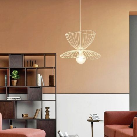 Lampadario a sospensione moderno con fasce in metallo ferro intrecciate che cambia 3 forme design bianco (1/3)