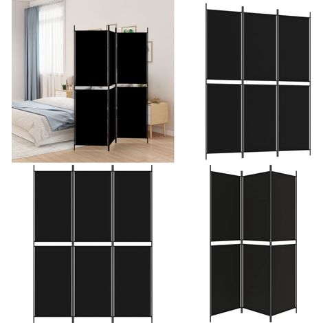 Cloison de séparation 3 panneaux Noir 150x200 cm Tissu - Séparation de pièce - Mur de fond (1/5)