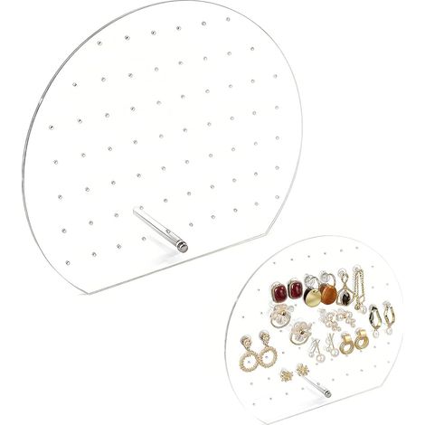 Soporte para pendientes, expositor de pendientes con 64 agujeros, diseño semicircular, regalo para mujer, 23 × 20 cm (1/4)