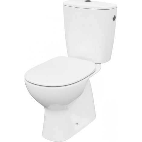 Sanitaire – Pack WC au sol MYRA sans bride – Céramique blanche – Sortie verticale – Réservoir 3/5 litres – Abattant frein de chute (1/5)