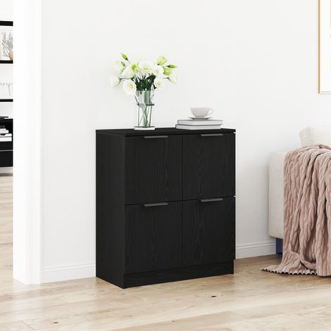 Sideboard Schwarz Eichen-Optik 60 x 30 x 70 cm Holzwerkstoff (1/5)