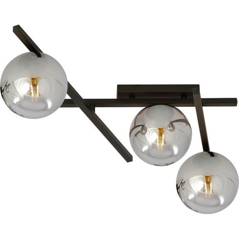 Plafoniera Moderna 3 Luci Smart In Acciaio Nero Bracci Regolabili E Vetro Fumè (1/7)