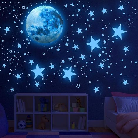 438 luminous stars, ceiling, moon and star stickers, wall decals for children's rooms, baby rooms, girls' and boys' rooms – ideal as ceiling decoration. (1/5)