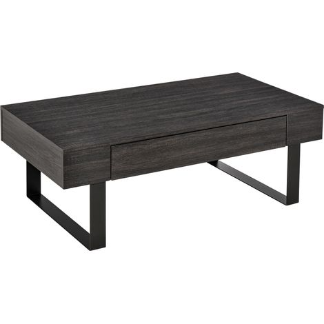 Wohnzimmertisch mit Schublade und Ablagen, Metallgestell, modernes Design, 110 x 60 x 40 cm (1/5)