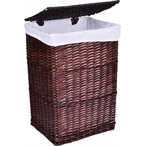 CESTINO IN VIMINI PER BUCATO, BIANCHERIA INTIMA, GIOCATTOLI, CASSETTONE, CONTENITORE MARRONE XL 114L
