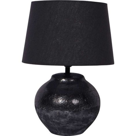 Skyline Table Lamp With Shade Small - Terracotta/Linen - L23 x W28 x H40.5 cm - Black
