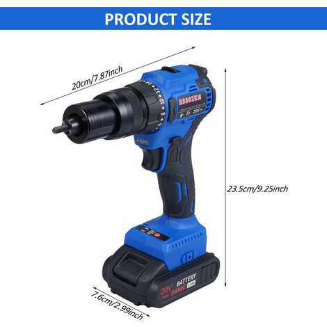 [JAMAIS UTILISÉ]Machine à riveter sans fil 20 V avec batterie 2,0 Ah, kit de rivets électriques 2 en 1 avec mode mémoire et moteur sans balais, outil de rivetage automatique pour rivets aveugles (M3-M (1/2)