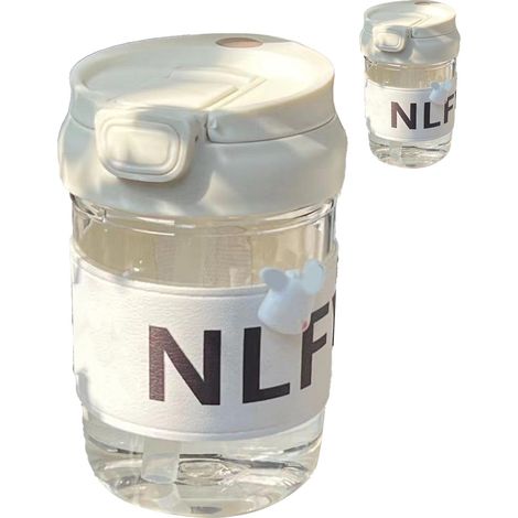 Gobelet isotherme en plastique blanc de 420 ml avec couvercle et paille, motif chien, idéal pour la salle de sport, la randonnée et les activités de plein air. (1/5)